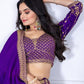 Rajwada Purple Silk Blend Embroidered Semi-Stitched lehenga For Women