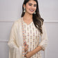 Rajwada Off White Silk Blend Embroidered Stitched Kurta Set For Women