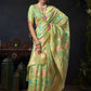 Rajwada Light Green Organza Solid Saree For Women
