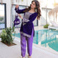 Rajwada Violet Velvet Embroidered Kurta Set For Women