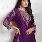 Rajwada Purple Georgette Embroidered & Cutwork Semi-Sitched Kurta Set For Women