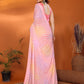 Rajwada Pink Georgette Printed Saree With Unstitched Blouse For Women