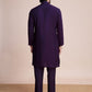 Rajwada Purple Silk Blend Embellished Stitched Kurta With Pant For Men