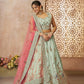 Rajwada Sea Green Silk Blend Embroidered Semi-Stitched Lehenga For Women