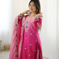 Rajwada Pink Chiffon Embroidered Stitched Kurta Set For Women