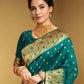 Rajwada Deep Teal Green Silk Blend Woven Pithani Saree For Women