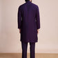 Rajwada Purple Silk Blend Embellished Stitched Kurta With Pant For Men