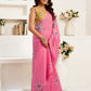 Rajwada Pink Cotton Linen Zari Work Saree For Women