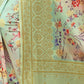 Rajwada Sea Green Silk Blend Floral Printed Saree For Women