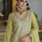 Rajwada Yellow Chinon Embroidered Semi-Stitched Kurta Set For Women