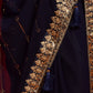 Rajwada Navy Blue Embroidered Georgette Saree With Unstitched Blouse For Women