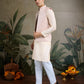 Rajwada Ivory Silk Blend Embellished Kurta For Men