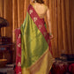 Rajwada Green And Maroon Silk Blend Solid Saree For Women
