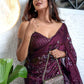 Rajwada Women Deep Purple Sequin Saree With Unstitched Blouse