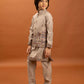 Rajwada Beige Viscose Silk Embroidered Stitched Kurta Set For Kids