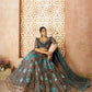Rajwada Blue Banarasi Silk Embroidered Semi-Stitched Lehenga For Women
