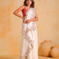 Rajwada White Silk Blend Embroidered Saree With Unstitched Blouse For Women