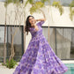 Rajwada Purple Georgette Printed Stitched Gown For Women