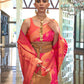 Rajwada Pink Silk Blend Woven Saree With Unstitched Blouse for Women