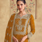 Rajwada Mustard Georgette  Embroidered Semi-Stitched Kurta Set For Women
