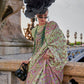 Rajwada Light Green Organza Woven Saree With Unstitched Blouse For Women