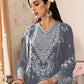 Rajwada Grey Georgette Embroidered Semi-Stitched Kurta Set For Women