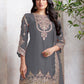 Rajwada Grey Georgette Embroidered & Cutwork Semi-Sitched Kurta Set For Women