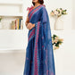 Rajwada Blue Cotton Linen Zari Work Saree For Women