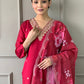 Rajwada Magenta Viscose Embroidered Stitched Kurta Set For Women