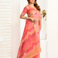 Rajwada Peach Cotton Linen Zari Work Saree For Women