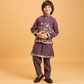 Rajwada Purple Viscose Silk Embroidered Stitched Kurta Set For Kids