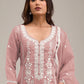 Rajwada Peach Cotton Blend Embroidered Semi-Stitched Kurta Set For Women