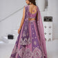 Rajwada Purple Georgette Tissue Embroidered Semi-Stitched Lehenga For Women