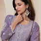 Rajwada Purple Chinon Embroidered Semi-Stitched Kurta Set For Women