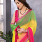 Rajwada Multicolor Georgette Lace Work Saree With Unstitched Blouse For Women