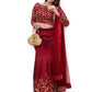 Rajwada Women Maroon Embroidered Art Silk Semi Stitched Lehenga With Unstitched Blouse