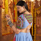 Rajwada Multicolor Viscose Cotton Embroidered Semi-Stitched lehenga With Patch Work And Stunning Tassels For Women