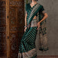 Rajwada Green Silk Blend Printed Elegant Saree For Women