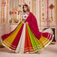 Rajwada Multicolor Cotton Blend Solid With Golden Border Semi-Stitched Lehenga For Women