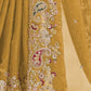 Rajwada Yellow Satin Embroidered Saree For Women
