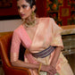 Rajwada Beige Linen Woven Saree With Unstitched Blouse for Women