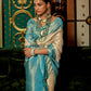 Rajwada Off White Silk Blend Woven Saree With Unstitched Blouse for Women