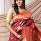 Rajwada Maroon Silk Blend Woven Saree For Women