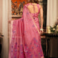 Rajwada Pink Cotton Blend Solid Saree For Women
