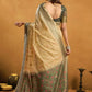 Rajwada Cream Silk Blend Solid Saree For Women