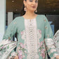 Rajwada Turquoise Green Cotton Blend Embroidered Semi Stitched Kurta Set For Women