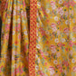 Rajwada Yellow Printed Chiffon Saree With Unstitched Blouse For Women