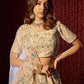 Rajwada Cream Georgette Embroidered Semi-Stitched Lehenga For Women