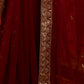 Rajwada Maroon Embroidered Georgette Saree With Unstitched Blouse For Women
