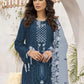 Rajwada Blue Georgette Embroidered Semi-Stitched Kurta Set For Women